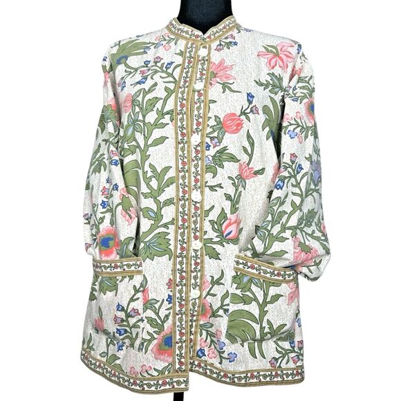 Tudor‎ Court by Haband Women's 100% Cotton Floral Jacket, Size XL - Picture 7 of 16